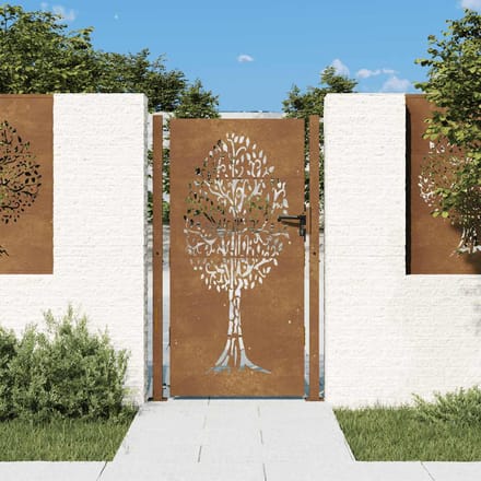 vidaXL Tuinpoort 100 x 175 cm Poedergecoat staal Zwart Vergrendelbaar
