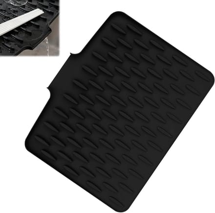 Siliconen Afdruipmat - Afdruiprek Mat - Servies Drogen - Snel Afwaterend - 40x32 cm - Zwart