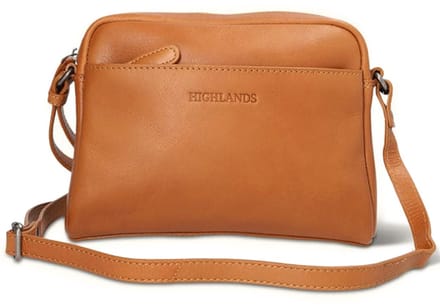 Highlands Leather Elgin Shoulder Bag – Premium Leren Schoudertas – Handgemaakt & Duurzaam – Compact, Elegant & Functioneel – 23x17x7 cm – Cognac