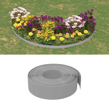 vidaXL - Tuinranden - 2 - st - 10 - m - 15 - cm - polyetheen - grijs