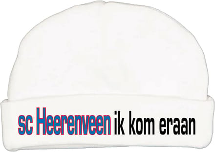 Babymutsje met de tekst: sc Heerenveen ik kom eraan !