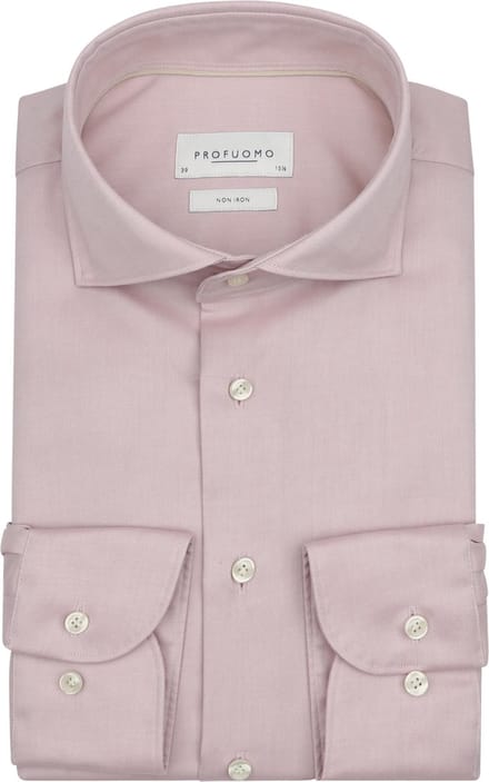 Profuomo Twill Overhemd Lichtroze - Maat 42 - Heren - Overhemden Formeel