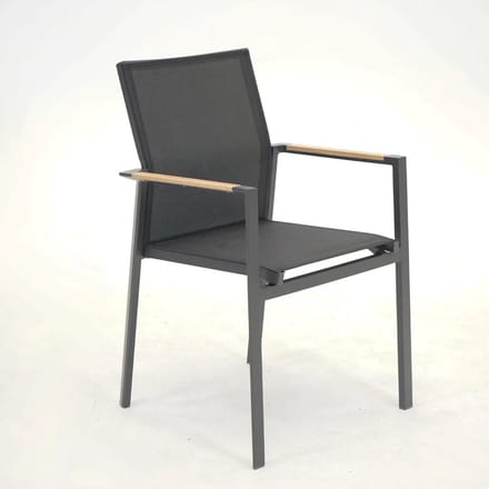 Stapelstoel Delia Zwart teak arm