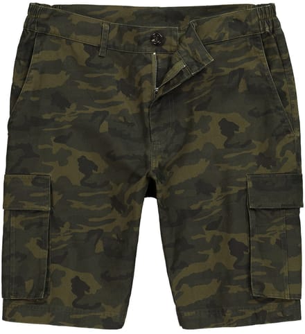 Men Plus - Heren - Cargobermuda loose fit camouflage - Donkerolijf - Maat 64