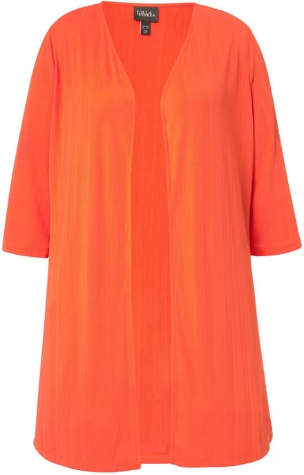Ulla Popken - Dames - Lange jas ribjersey open model V-hals - Paprika - Maat 42+