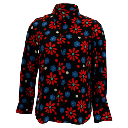 Saint Laurent overhemd van crêpe met bloemenprint in zwarte viscose