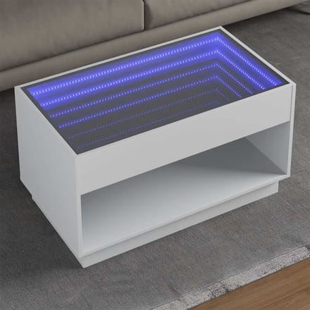 vidaXL - Salontafel - met - Infinity - LED - 90x50x50 - cm - wit