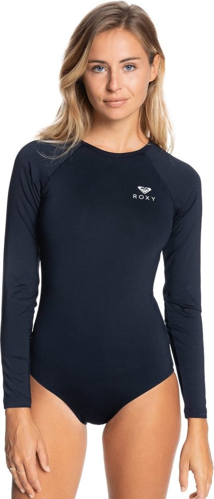 Roxy - UV Badpak voor dames - Essentials met korte rits - Longsleeve - True Black - maat XS (34)