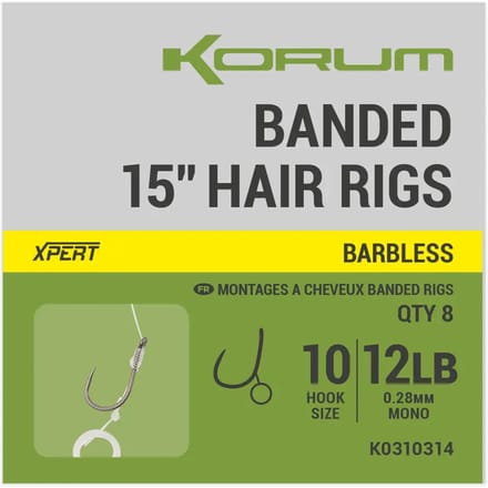 Dobber met een haak Korum Banded Hair Barbless (x8)