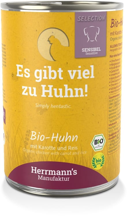 Herrmann's Selection Sensible 12 x 400 g - Bio kip met bio wortel & bio rijst