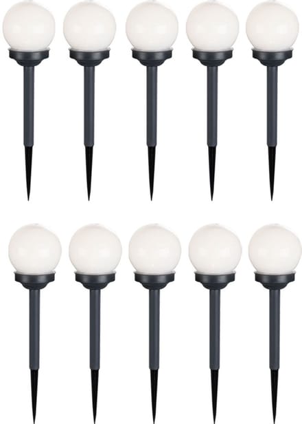 Set van 10 LED outdoor solar lamp bal ontwerp tuinpad licht met schakelaar tuinlamp bollamp, LED warm wit