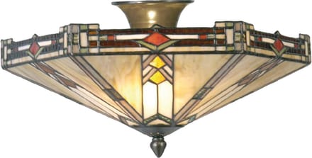 Lumilamp Plafondlamp Tiffany Ø 40x23 cm Beige Bruin Metaal