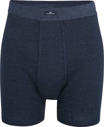 Gotzburg heren boxer lang met gulp (1-pack) - middenblauw gestreept