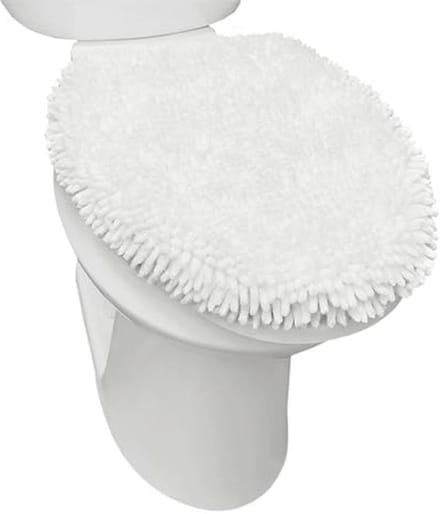 Luxe Pluche Chenille Shag Toilet Deksel Cover - 47 cm x 49,8 cm - Wit