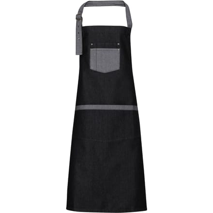 Premier Unisex Domein Contrast Denim Bib Schort (Zwarte denim)