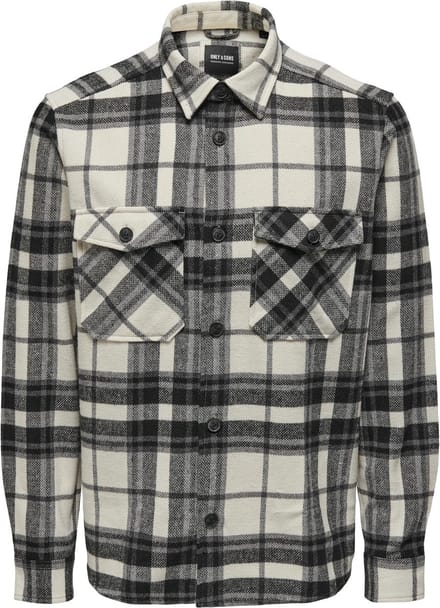 Only & Sons Overhemd Onsmilo Life Ovr Check Ls Shirt Noo 22026313 Cloud Dancer Mannen Maat - S