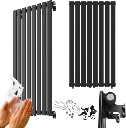 Granitan Handdoekradiator Ferro - 110x60cm - Zwart - verticale radiator - Badkamer Verwarming Radiator