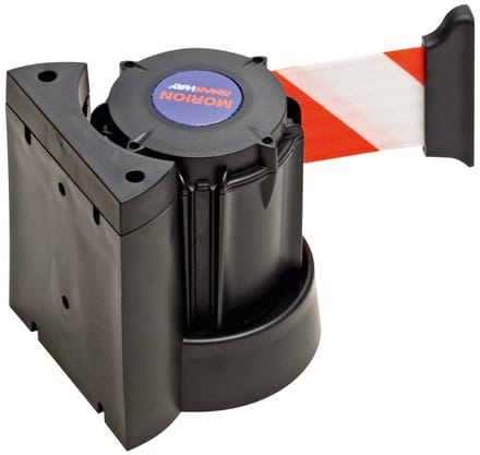 Morion wandcassette met uittrekbaar lint, rood wit 3 meter