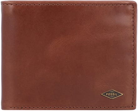 FOSSIL Leren Portemonnee Ryan Bifold with Flip ID RFID Dark Brown Bruine
