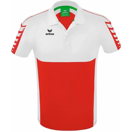 Erima Six Wings Polo Heren - Wit / Rood | Maat: S