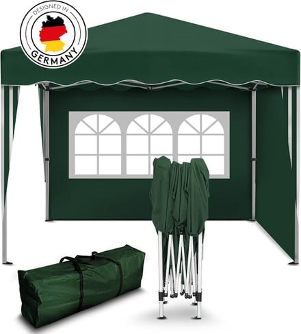 Pavilion, 3 x 3 m, waterproof, pop-up pop-up gazebo (3x3m Green with 2 Side Panels, 3x3m with 2 Side Panels)