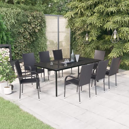 vidaXL - 9-delige - Tuinset - zwart