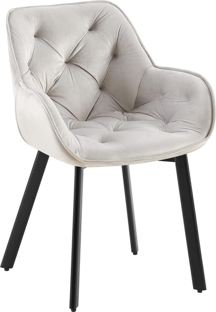 CLP Antigo Eetkamerstoel - Met armleuning - Metalen frame - Velvet - Fluweel/grijs