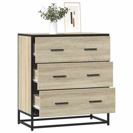 vidaXL - Dressoir - 68x35x76 - cm - bewerkt - hout - en - metaal - sonoma - eikenkleur