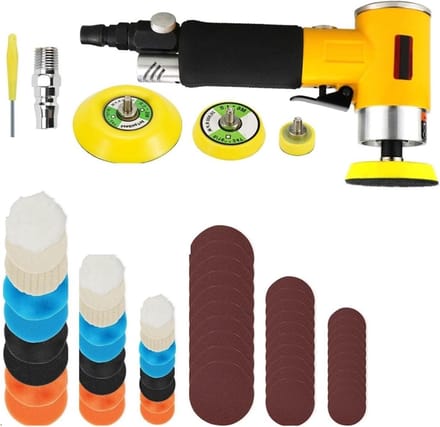 Lucht polijstmachine - Slijpmachine set - Auto polijsten - Dubbele rotatie - 3 inch - Set