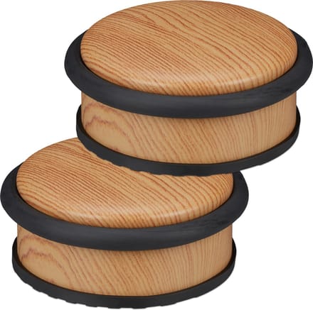 2x deurstopper binnen - deurhouder - houtlook - rubber - H 5 cm - deurvastzetter