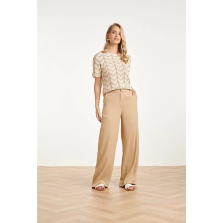 Smashed Lemon Gebreide top met zigzag print en ajourdetails |