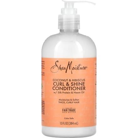 SheaMoisture, Curl & Shine Conditioner, Coconut & Hibiscus, 13 fl oz (384 ml) white