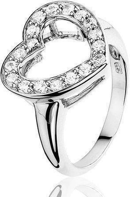 Montebello Ring Cherryl - 925 Zilver Gerhodineerd - Hart - Maat 60-19mm