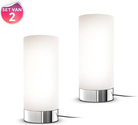 B.K.Lict - Bedlamp - 2stuks - dimbaar - glazen - E14 - excl. lichtbron
