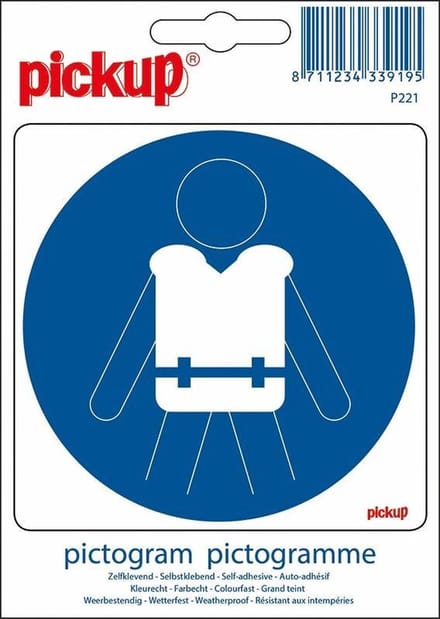 Pickup Pictogram 10x10 cm - Reddingsvest verplicht