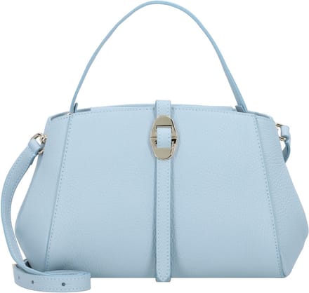 COCCINELLE Leren Handtas Schoudertas Chara Handbag Grained Leather Mist Blue Lichtblauw