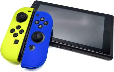 Gadgetpoint - Hoesjes & Skins voor Nintendo Switch 1 - Performance Gaming Case - Soft Grip Covers - Anti-Slip Joy-Con Controller Accessoires - Blauw/Geel