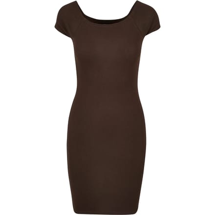 Urban Classics - Off Shoulder Rib Kokerjurk - M - Bruin