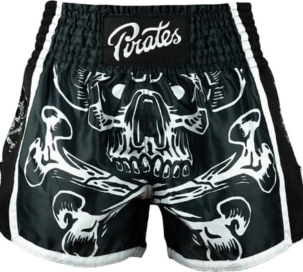 PRIDEorDiE Pirate V.2 Muay Thai Shorts Zwart Wit - S
