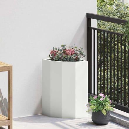 vidaXL Hoek Plantbak Wit 30 x 30 x 50 cm Staal