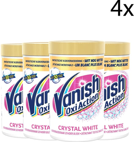 Vanish Oxi Action Crystal White Base Poeder - Voor Witte Was - 1,2kg x4