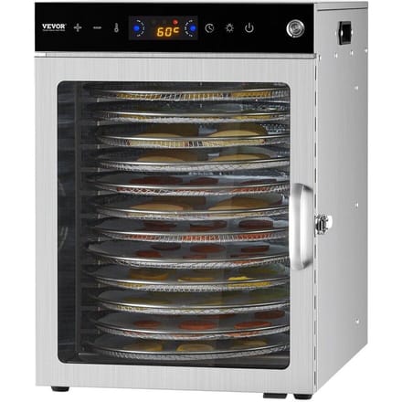 12 Lades Roterende Voedseldroger Machine Roestvrij Staal 800W Fruit Drogen