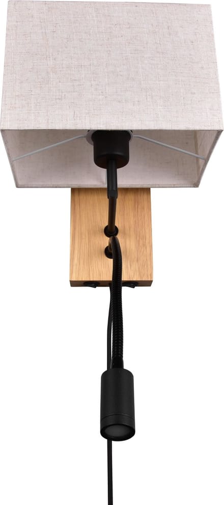 TRIO NILAM Wand lamp met leeslamp - Hout naturel - Ecru kap