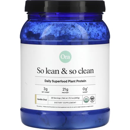 Ora, So Lean & So Clean, Protéine Végétale Superaliment Quotidien, Vanille Chaï, 21,2 oz (600g)
