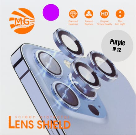 Geschikt Voor iPhone 12 Camera Lens Protector - Paars - Eenvoudige Installatie - Camera Protector iPhone 12 - Roestvrij Staal - Gehard Glas - Screenprotector