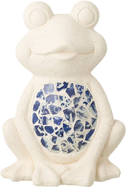 J-Line decoratie Kikker Mozaïek - polyresin - beige/blauw