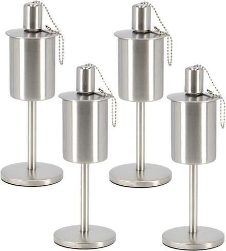Fancy Flames RVS olie/tuinfakkel - 4x - 9.5 x 25 cm - op stabiele voet
