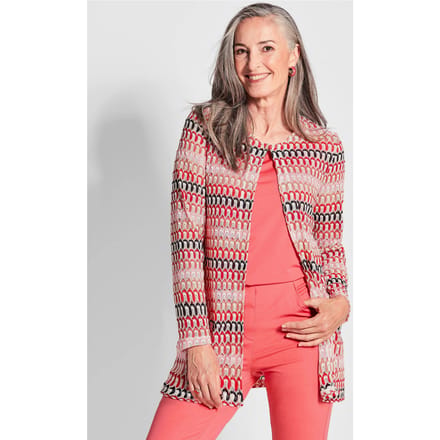 Lang jack in kantlook - koraalrood / gedess. - Gr. 25 van Goldner Fashion