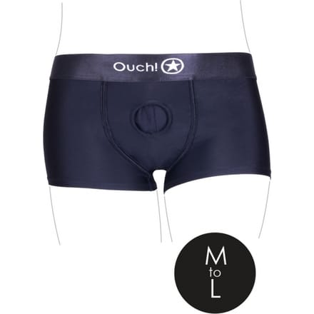 Shots - Ouch! OU825BLKML1 - Vibrating Strap-on Boxer - Black - M/L