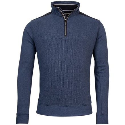 Baileys Trui Sweat Front Back 2-Tone Honeycomb Doubleface Interlock Deep Denim Blue / male